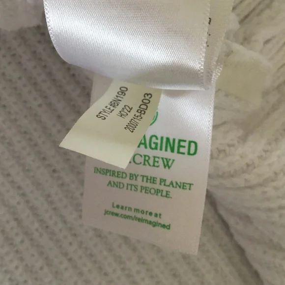 J. Crew White Organic Cotton Fisherman Knit Sweater Medium - Picture 9 of 11